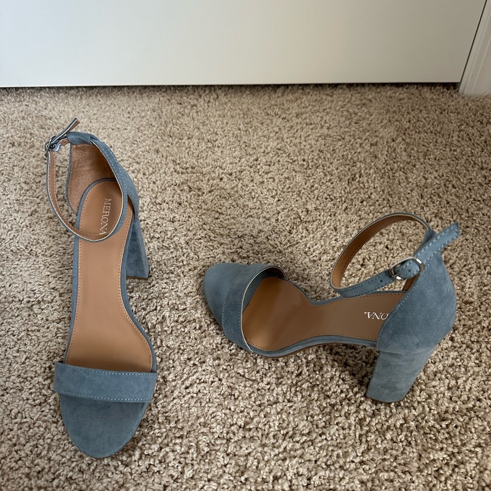 Baby Blue Block Heel Sandals